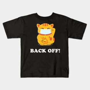 Japanese Luck Cat Back Off Kids T-Shirt